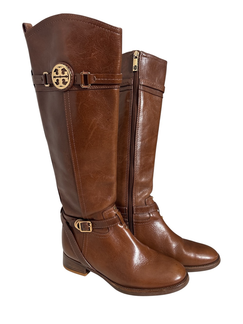 Tory Burch Calista Leather Knee High Riding Boots Brown Size 5.5 *Reconditioned*